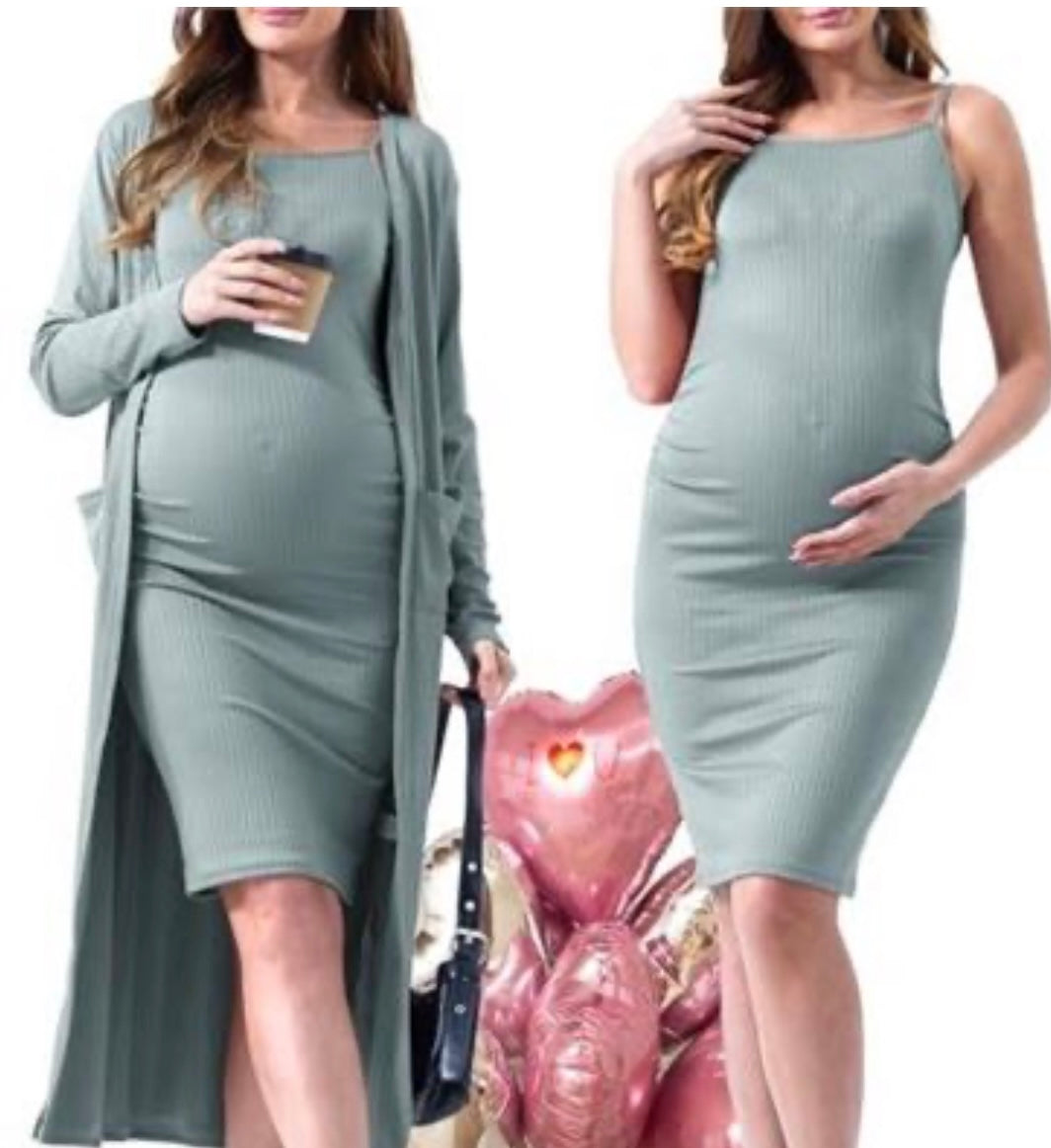 2 Piece Fall Adjustable Maternity Dress