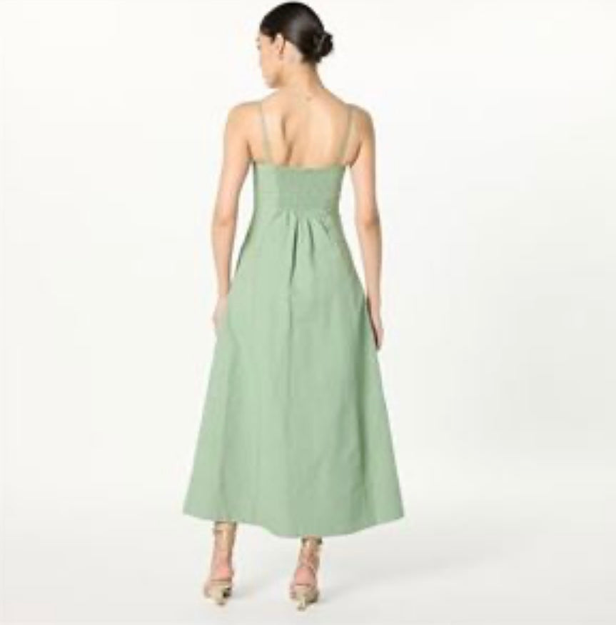 Daphne Square Neck Linen Maxi Dress, Iceberg Green