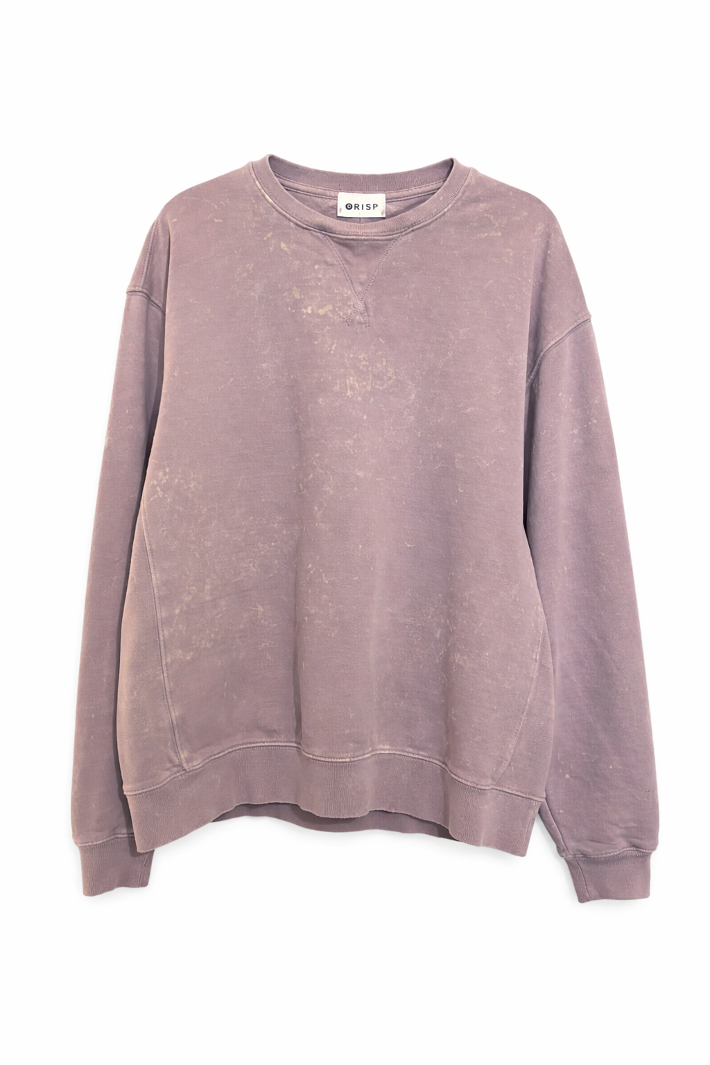 White Splattered Lavender Crisp Crew Neck