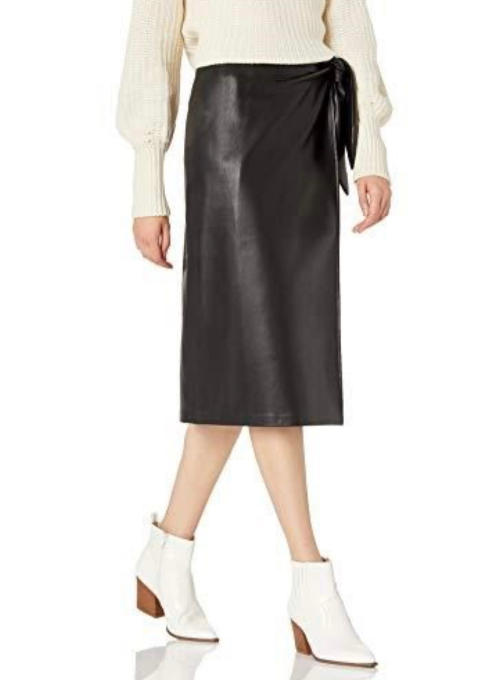 Faux Leather Wrap OR button front Midi Skirt