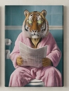Funny Tiger Bathroom Canvas Wall Art