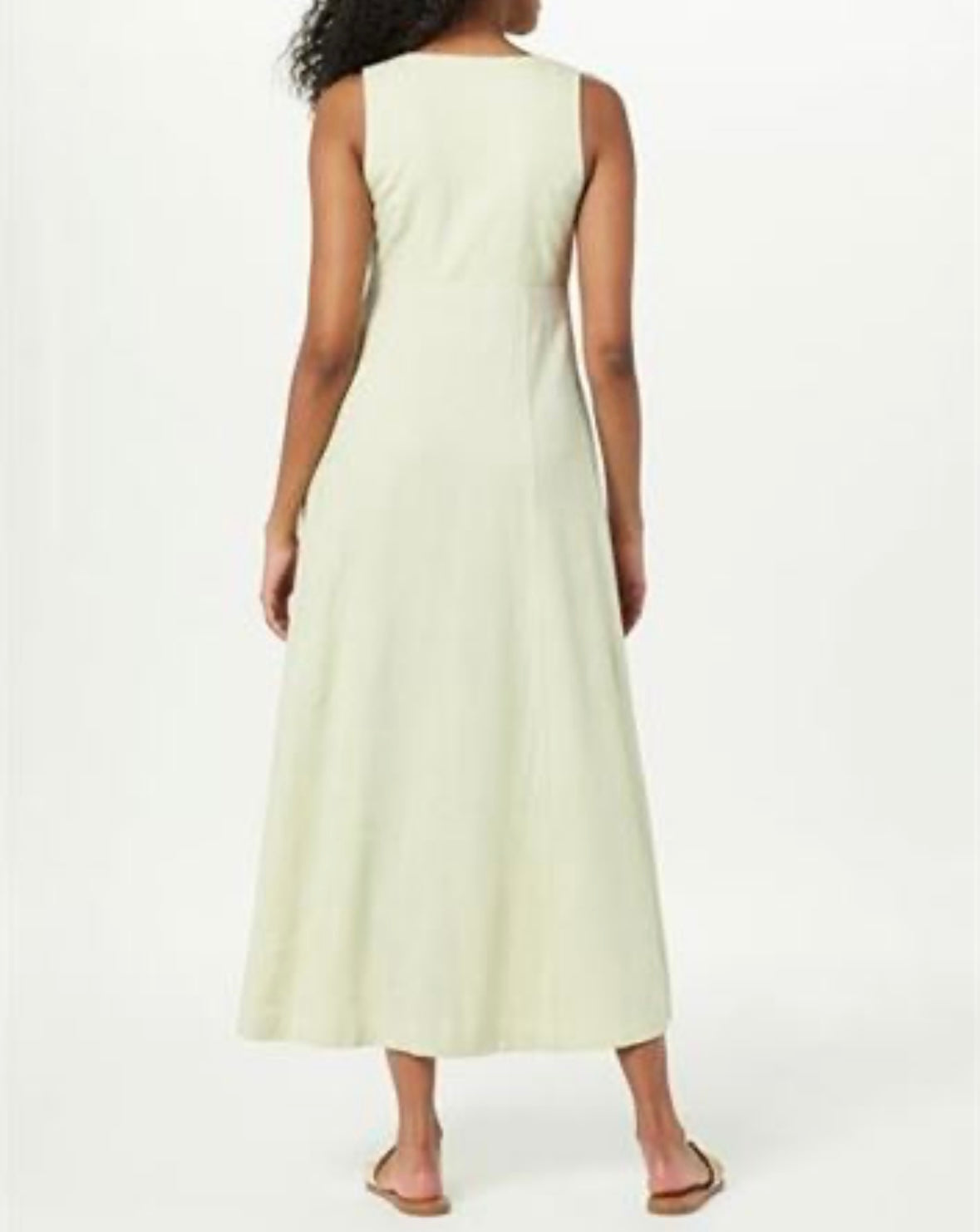 Blanca Linen Button Front V-Neck Maxi Dress