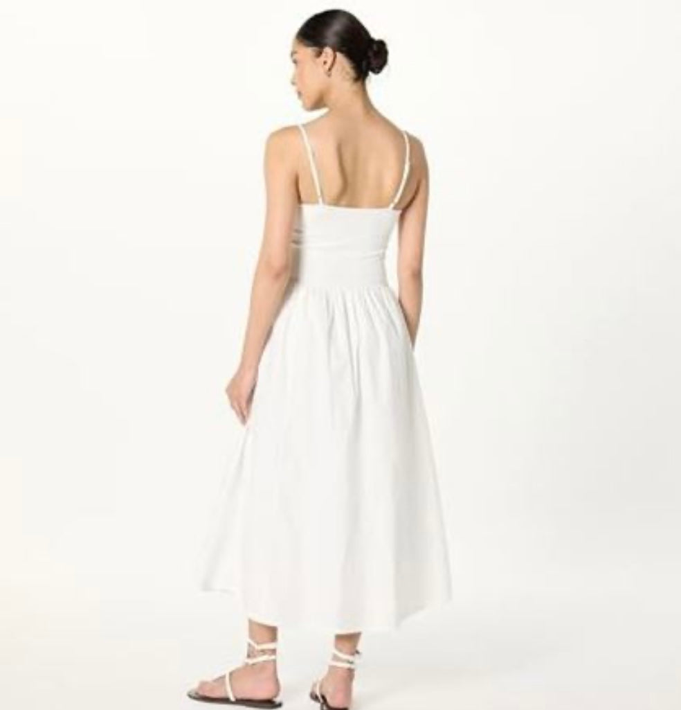 Robyn Mixed Media Spaghetti Strap Midi Dress