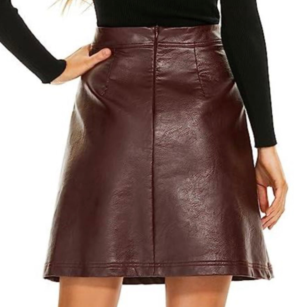 High Waisted Faux Leather Skirt