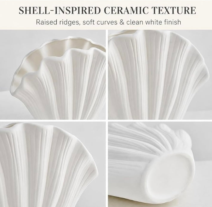 White Ceramic Shell Vase