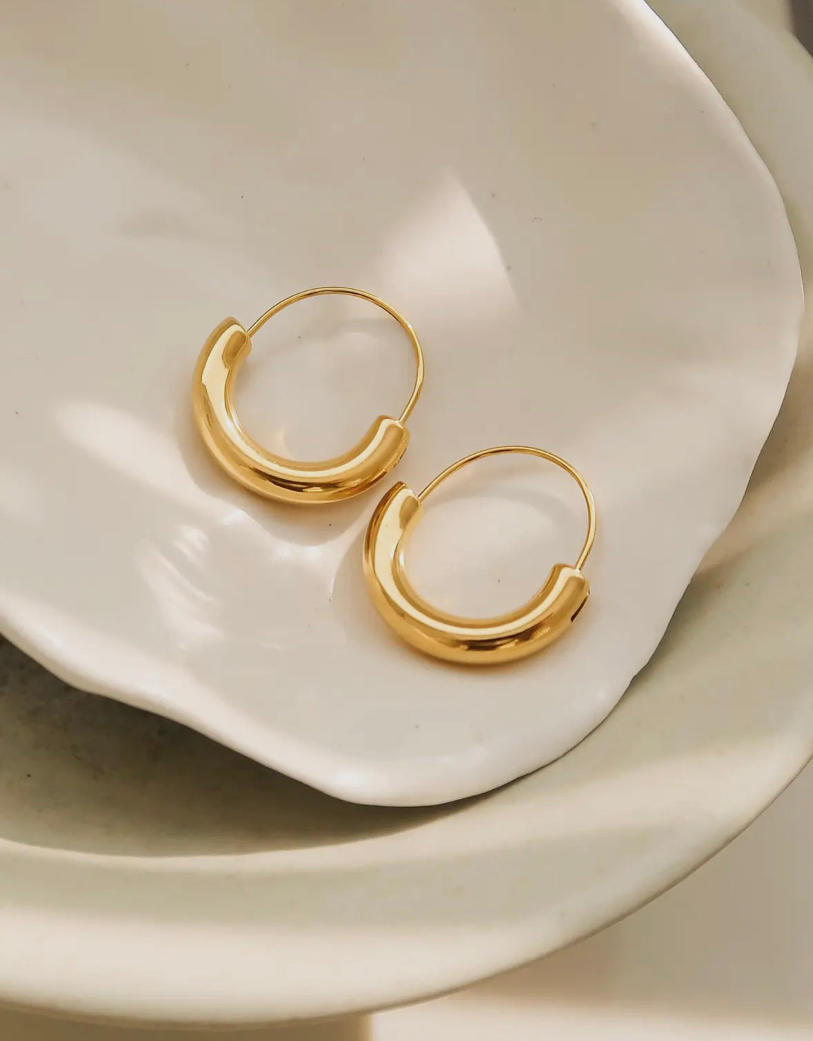 Mackenzie 18K Non-Tarnish U-Shape Hoop Earring