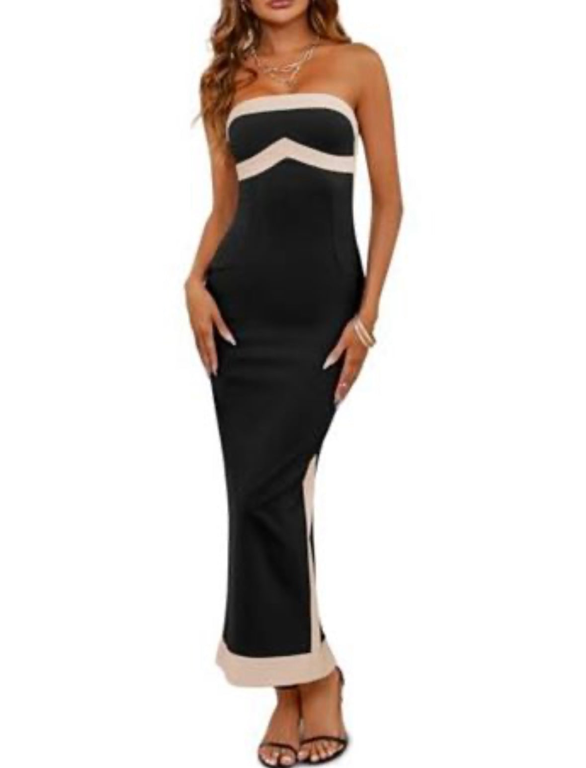 Strapless Bodycon Dress cream/Black