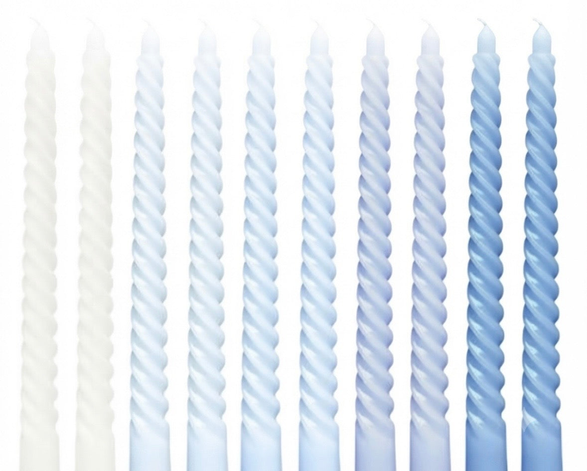 10 Inch Gradient Blue Spiral Taper Candle