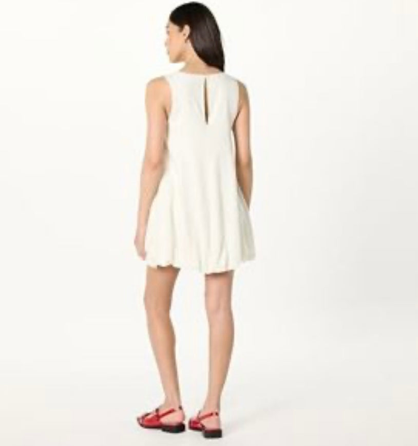 Ivory Sleeveless Bubble Hem Mini Dress
