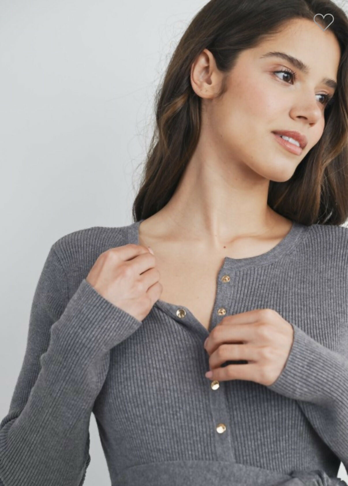 Ribbed Maternity Nursing Sweater Dress in Charcoal