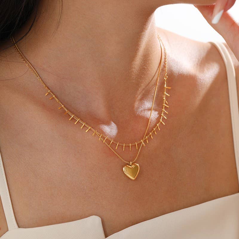 18K STAINLESS STEEL TARNISH FREE HEART NECKLACE