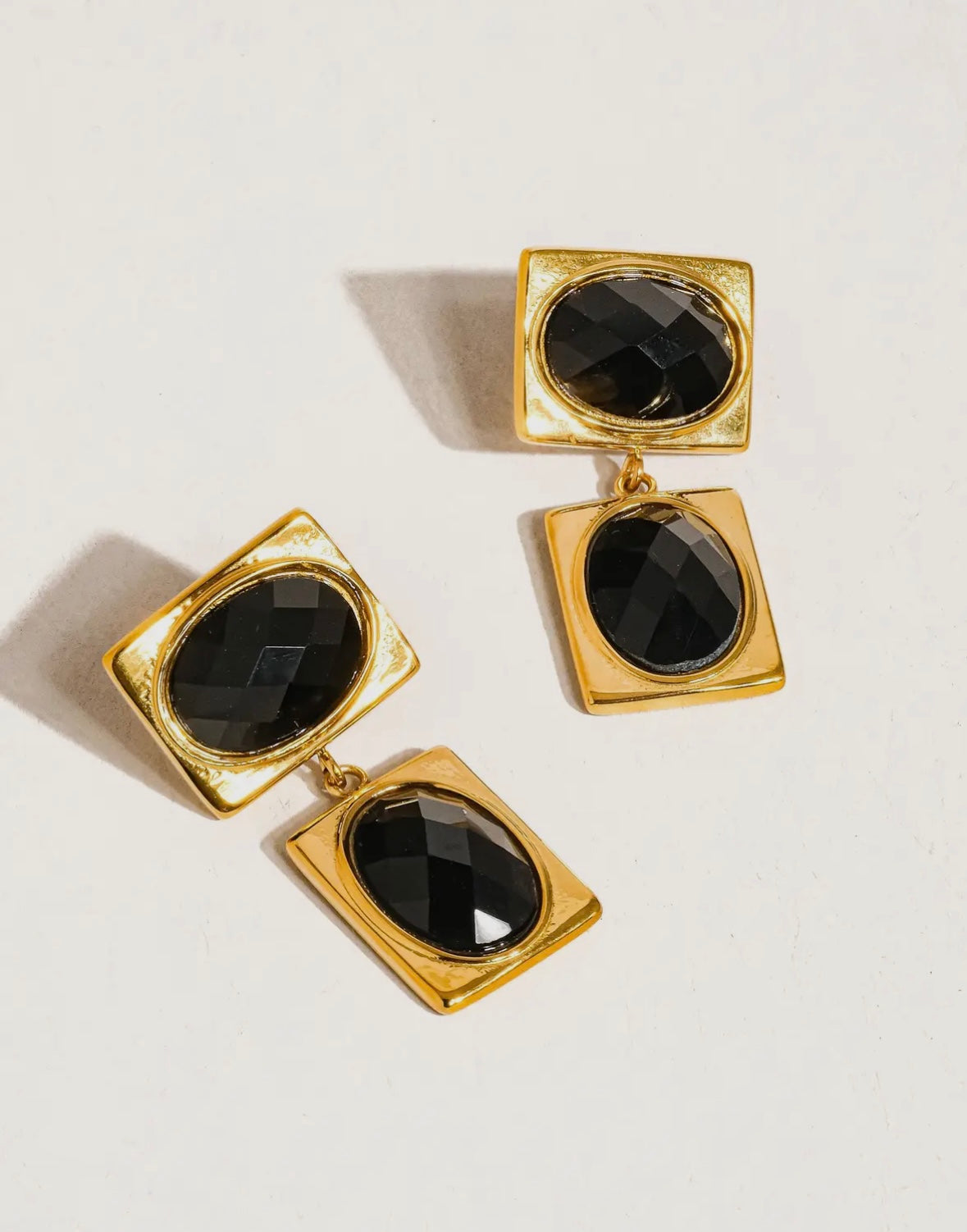 Chance 18K Gold Non-Tarnish Square
Stone Earring