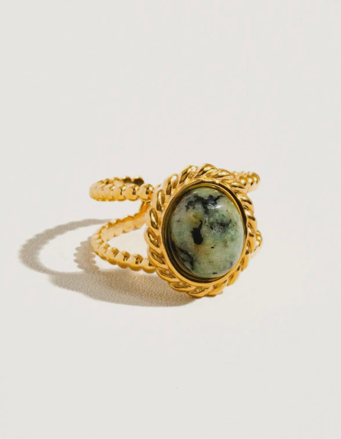Mica 18K Gold Non-Tarnish Stone
Adjustable Ring