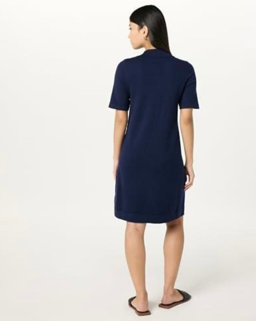 Tenise Polo Mini Sweater Dress, Maritime Navy