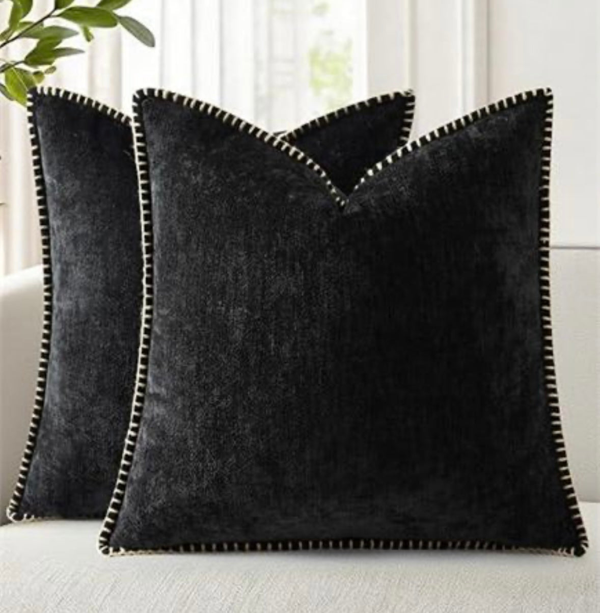 Chenille Soft Cozy Throw Pillow, Black