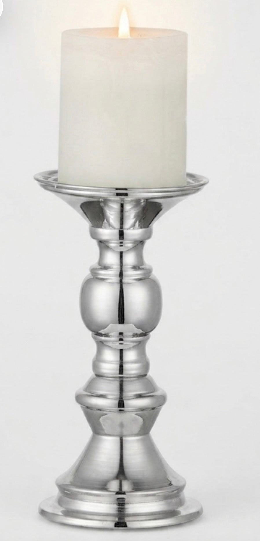 Silver Pillar Candle Holders