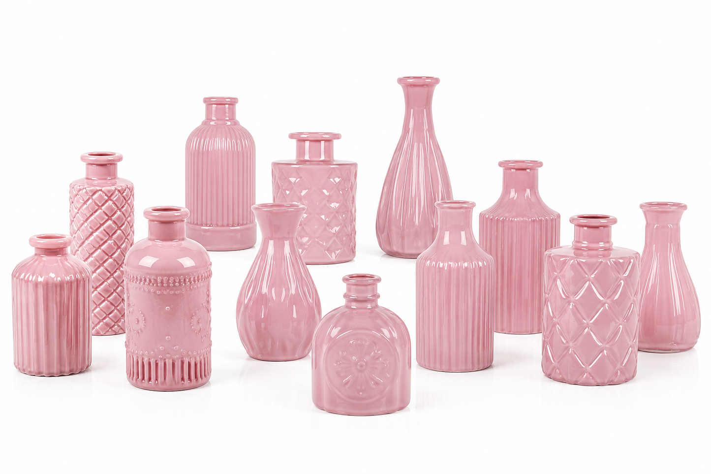 Pink Glass Bud Vases