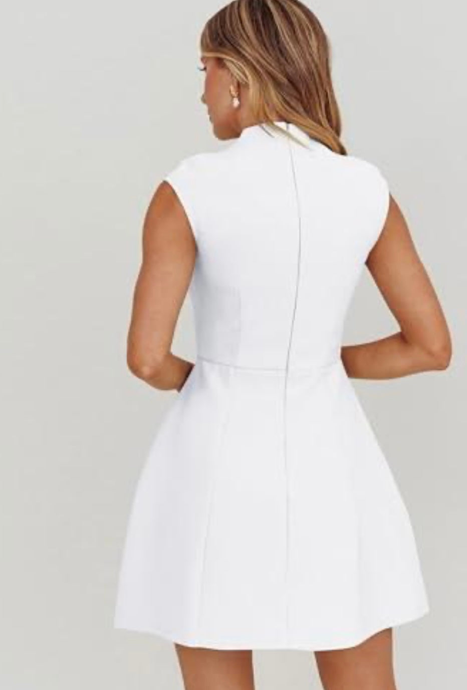 Summer Cap Sleeve Mock Neck Slim Fit A-line Mini Party Dress