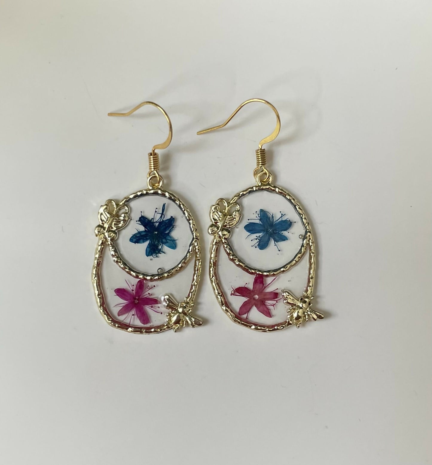 Bee/Butterfly Pressed Flower Earrings