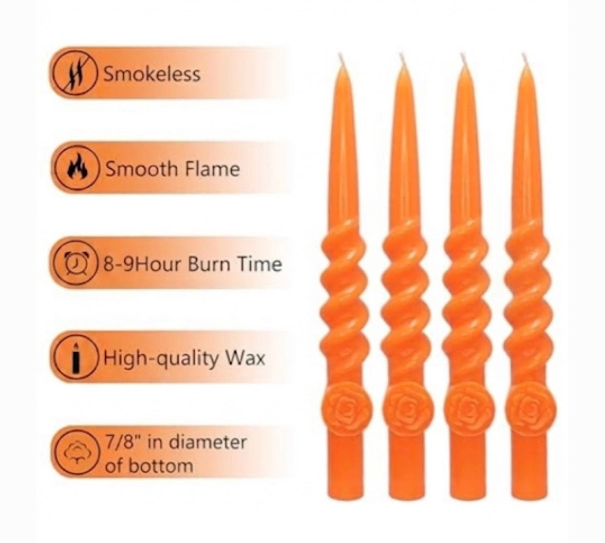 Orange Spiral Taper Candles