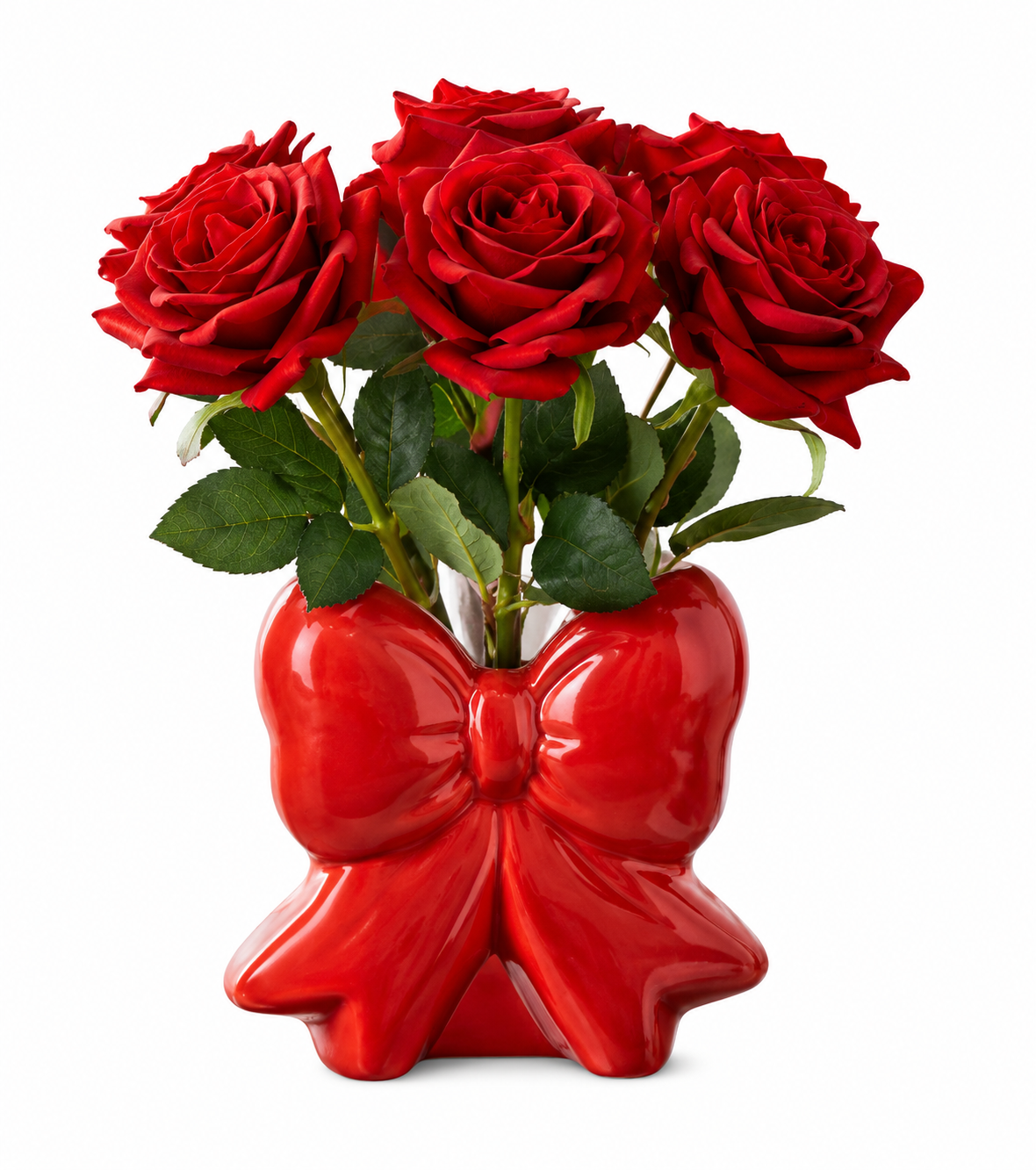 Ceramic Bow Vase, Red