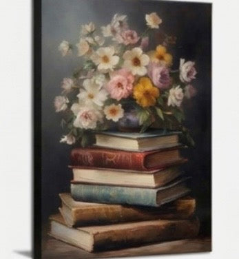 Moody Flower Books Canvas Wall Art