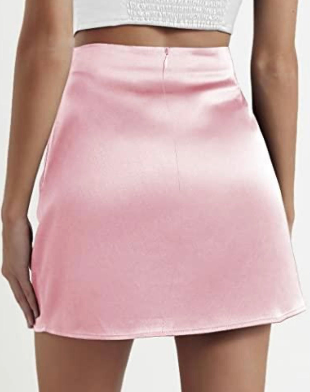 Satin High Waist Zipper Skirt