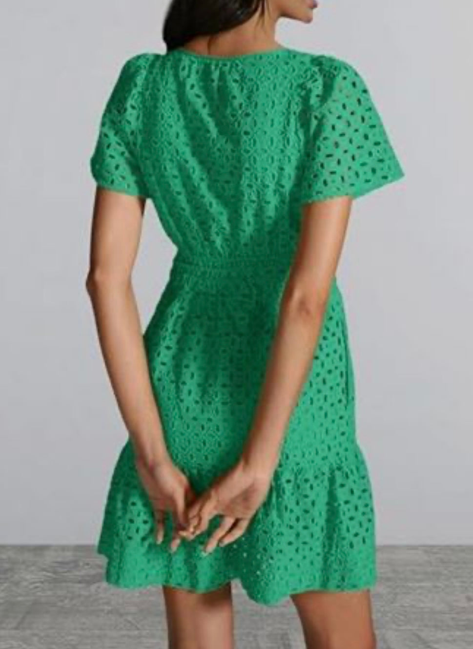 Short Sleeve Dress V Neck A Line