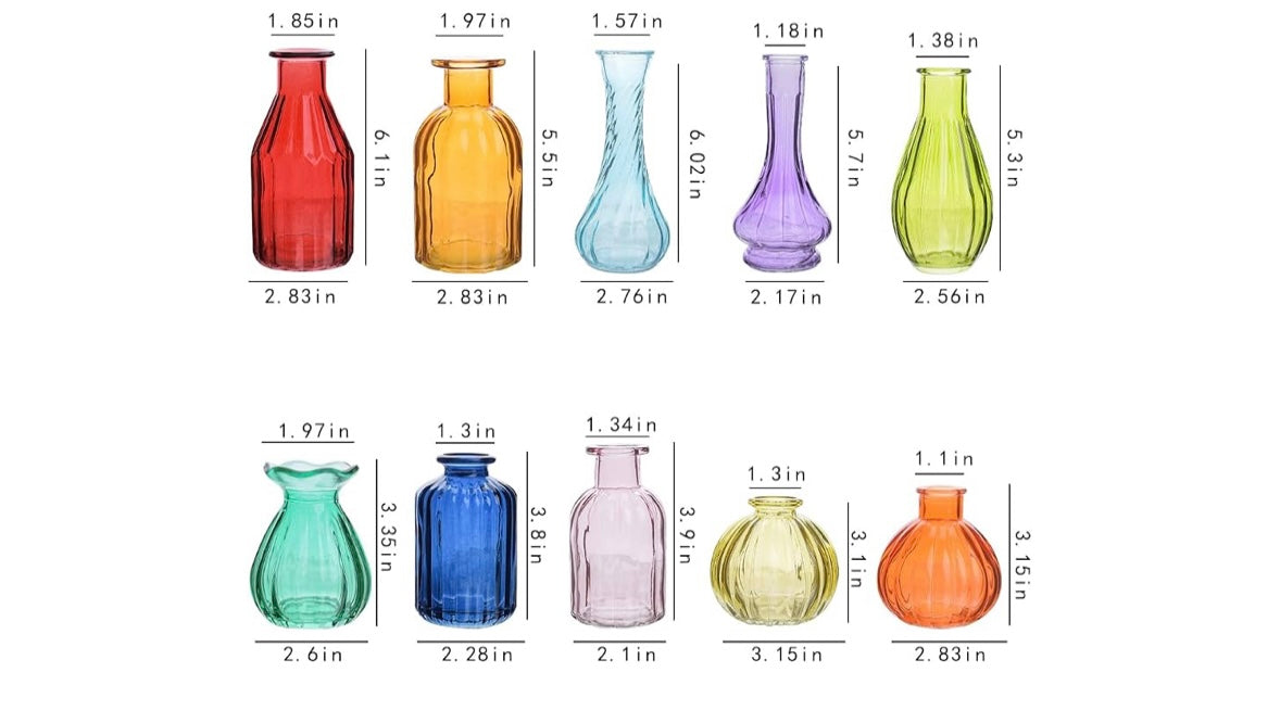 Colored Glass Bud Vases