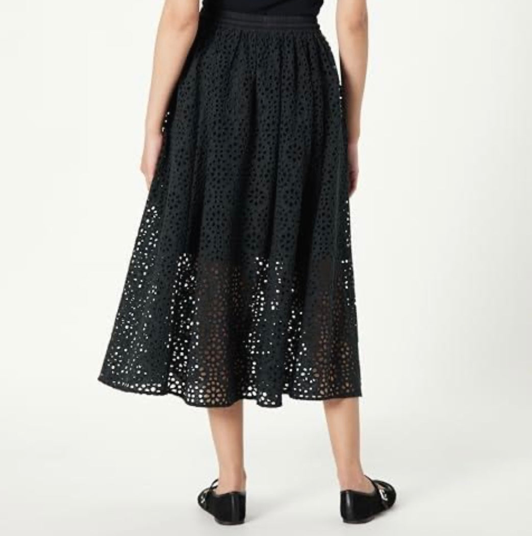 Giorgi Lace Full Skirt, Black