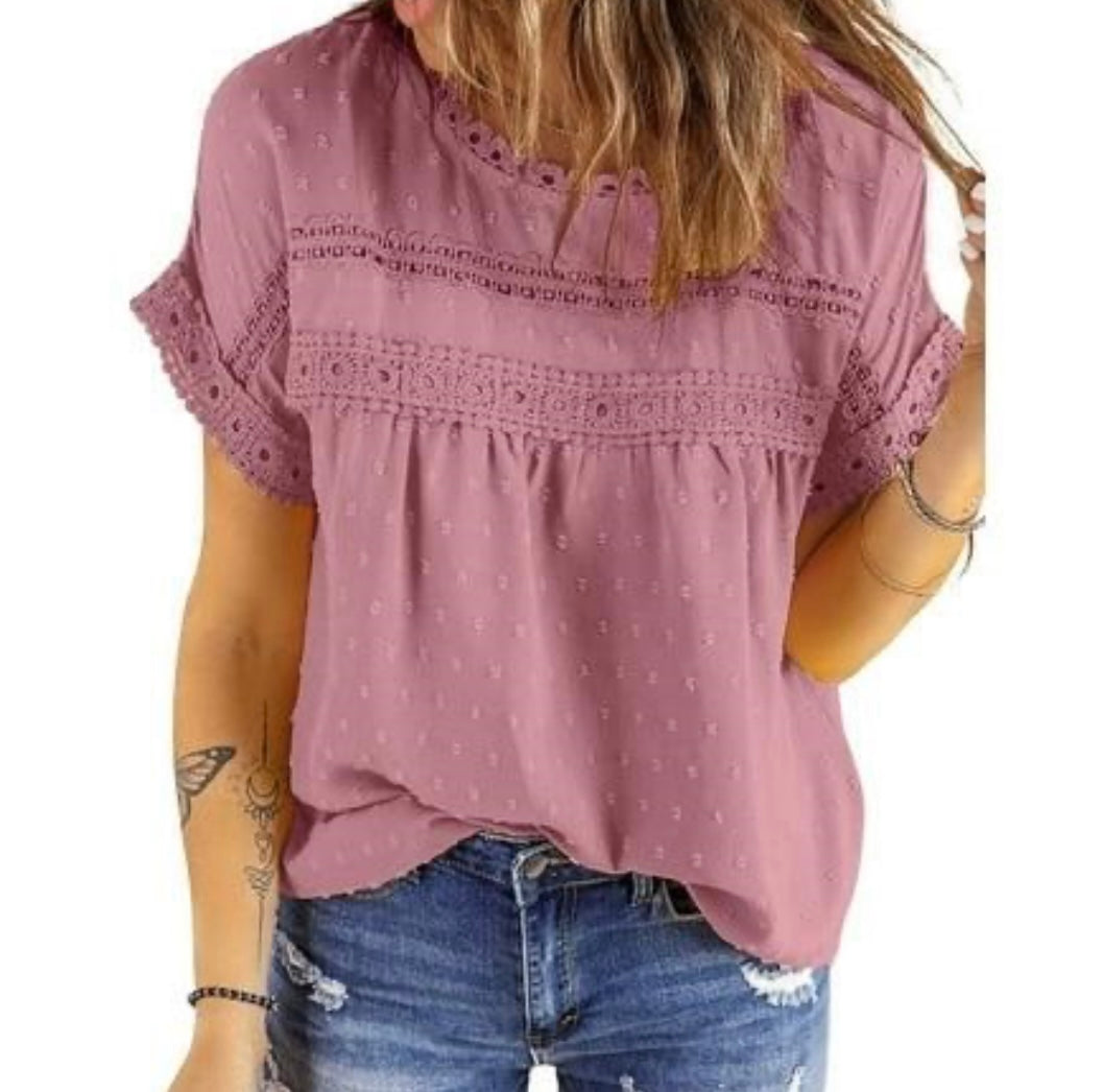 Short Sleeve Lace Crochet Top