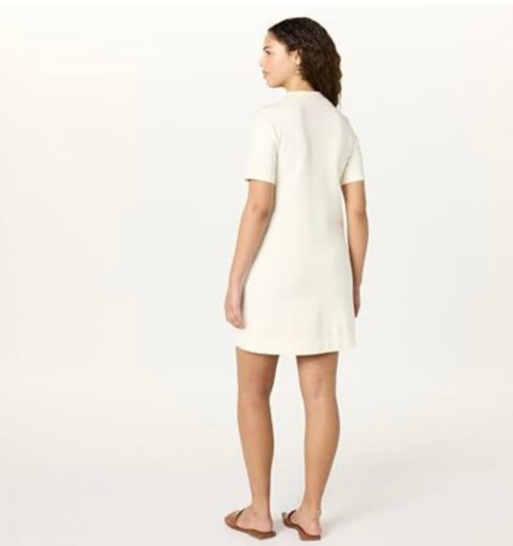Tenise Polo Mini Sweater Dress, Ivory