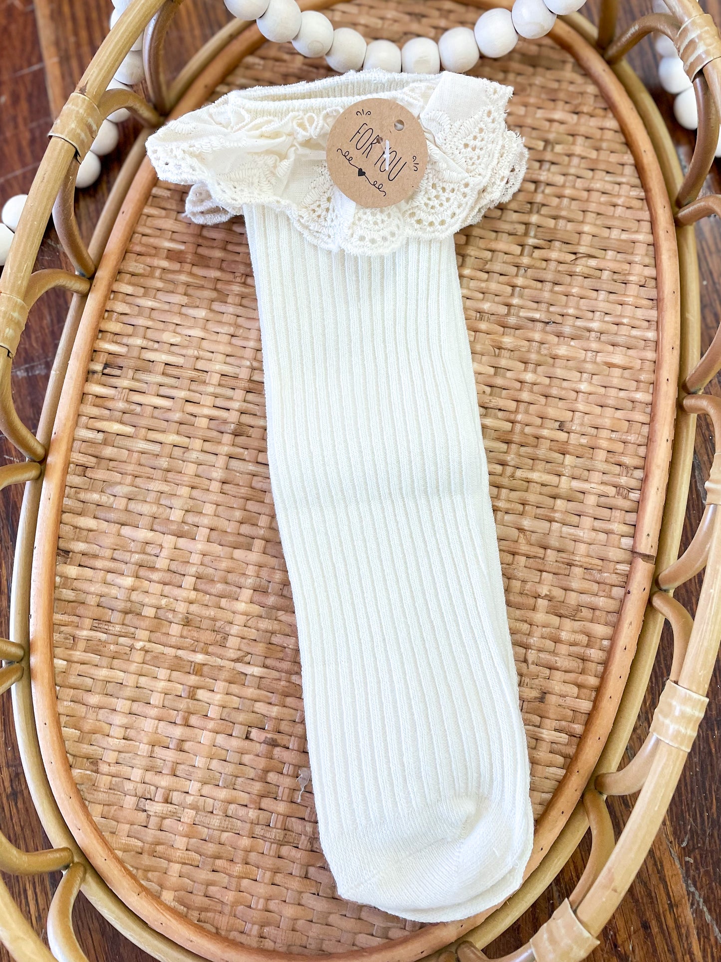Tall Lace Ribbed Socks