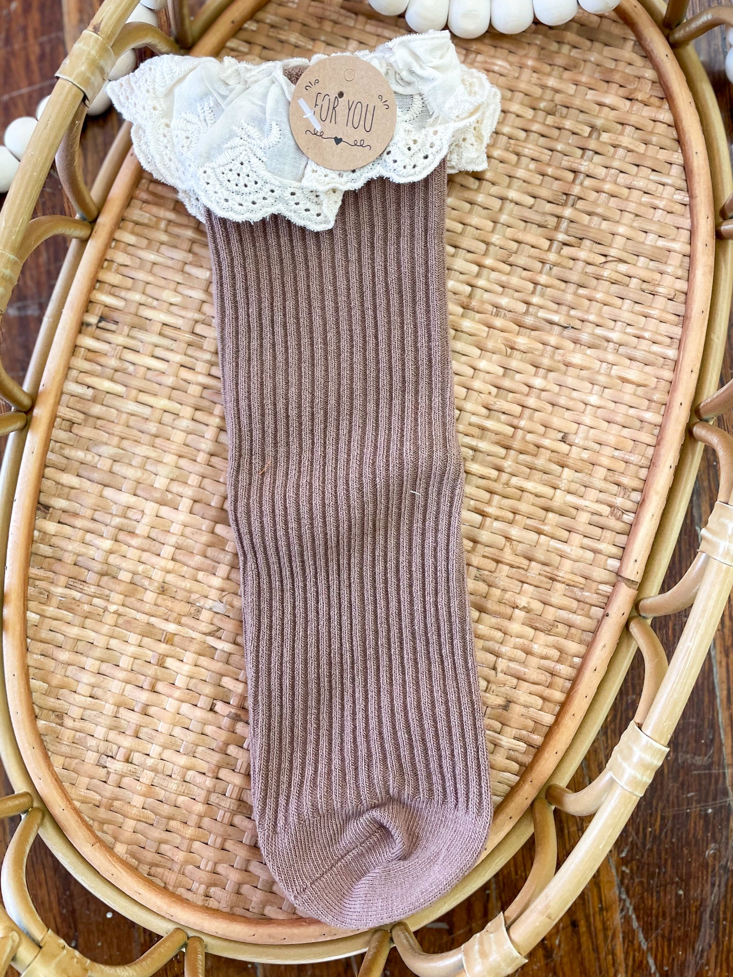 Tall Lace Ribbed Socks
