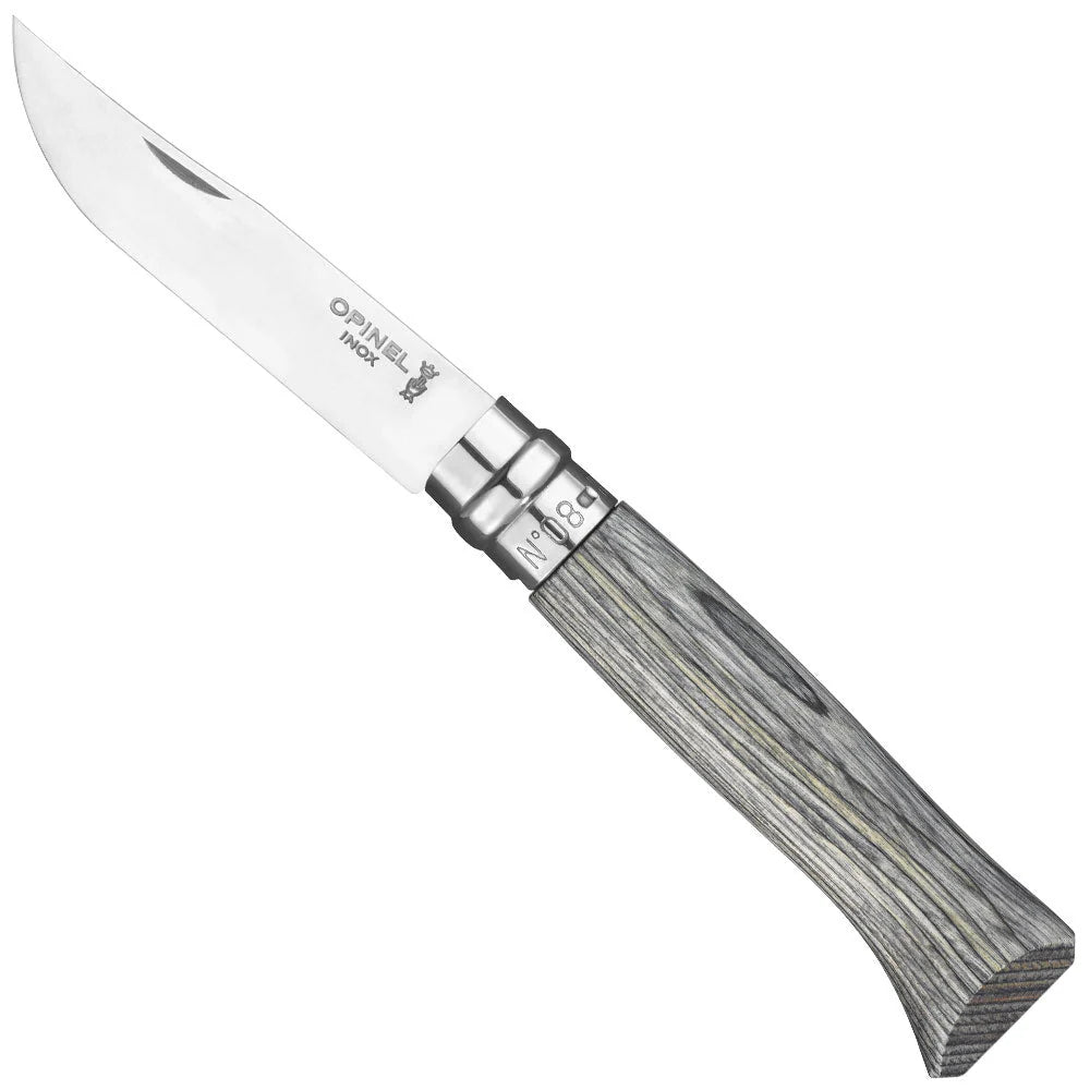 Opinel No. 08 Stainless Folding Knife Grey Laminated Birch