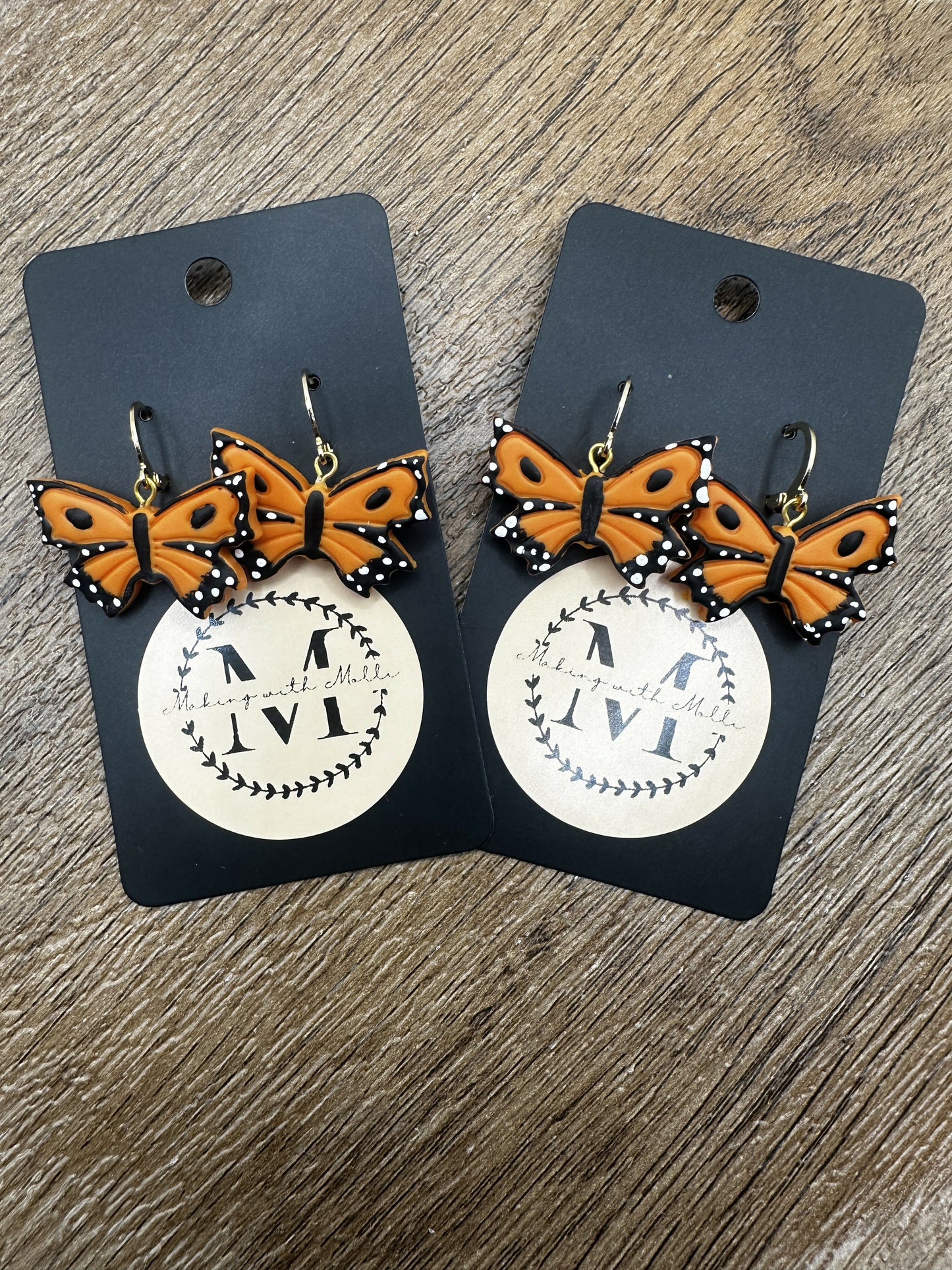 Monarch Butterfly Polymer Clay Dangles