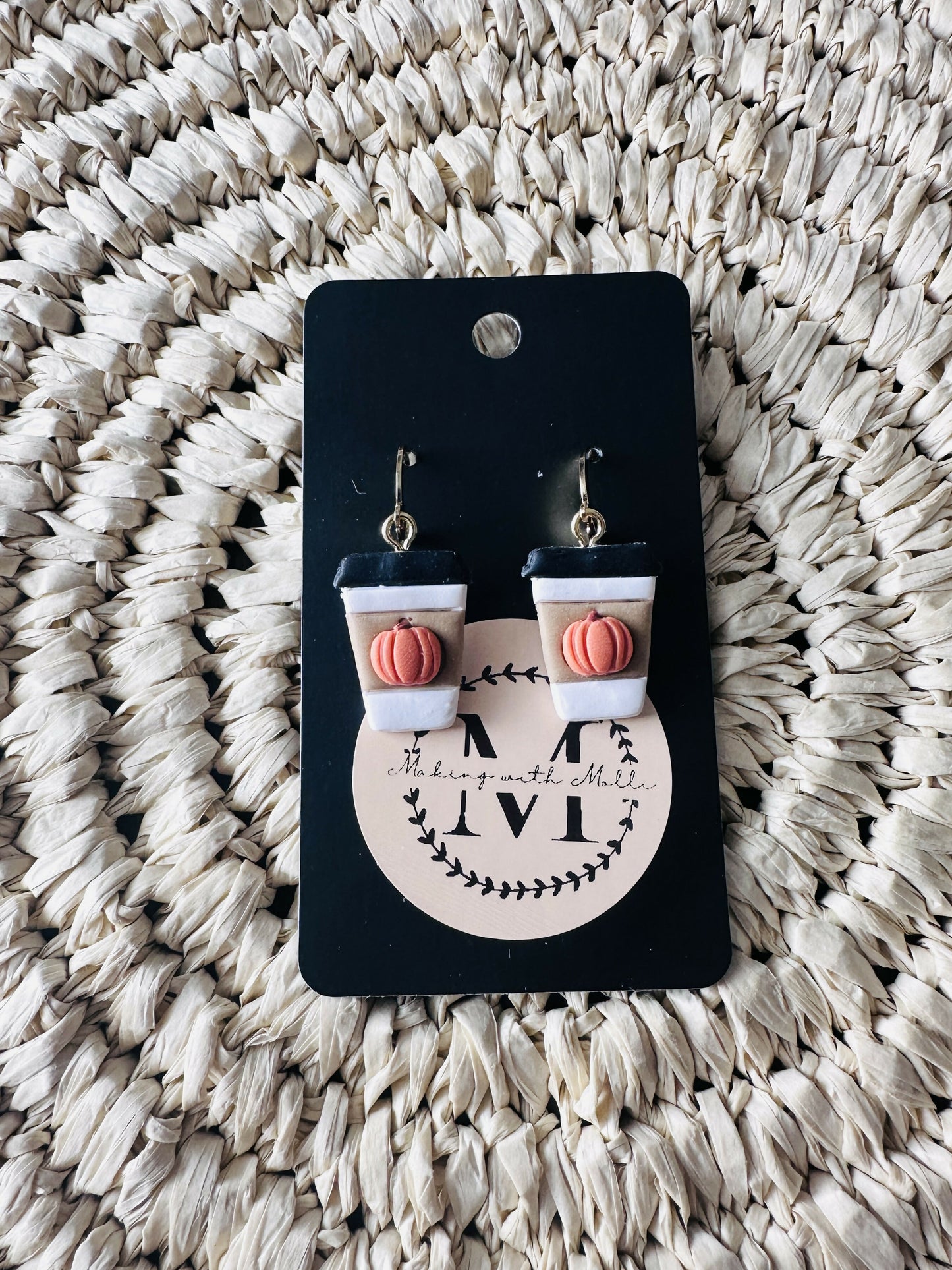 Pumpkin Spice Latte Polymer Clay Earrings