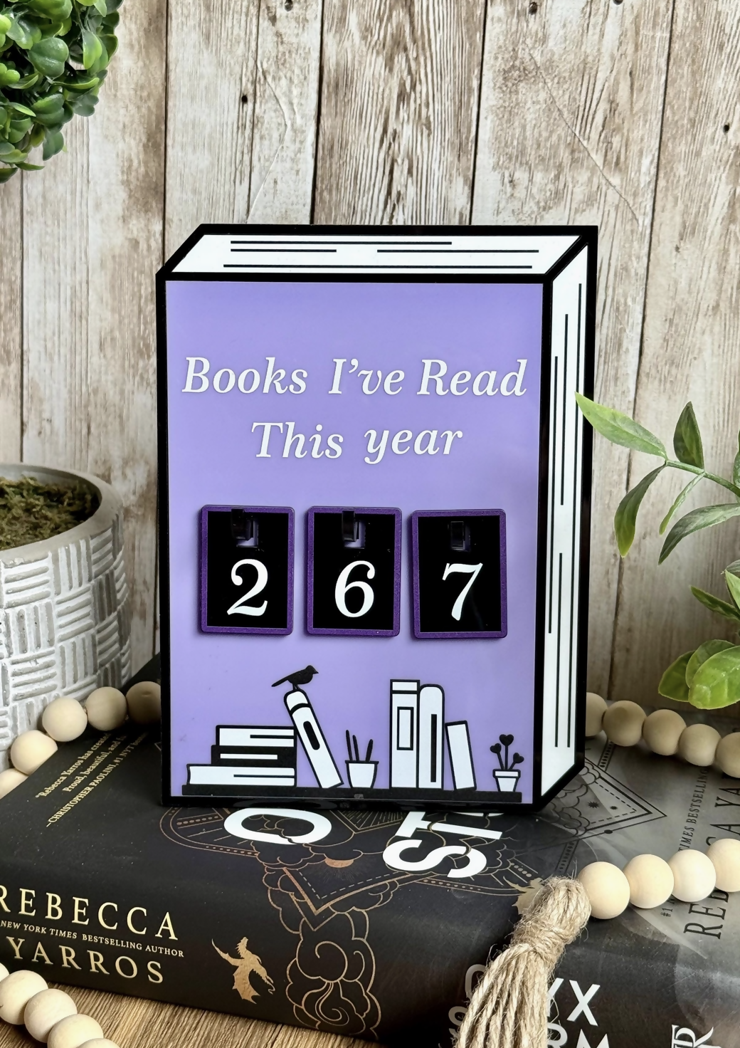 Acrylic Yearly Book Counter for Bookshelf Decor
