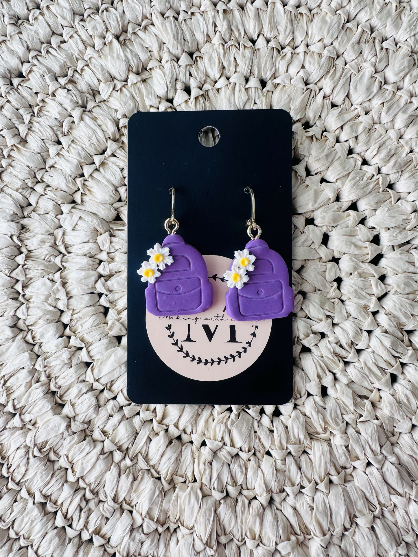 Backpack Dangle Polymer Clay Earrings