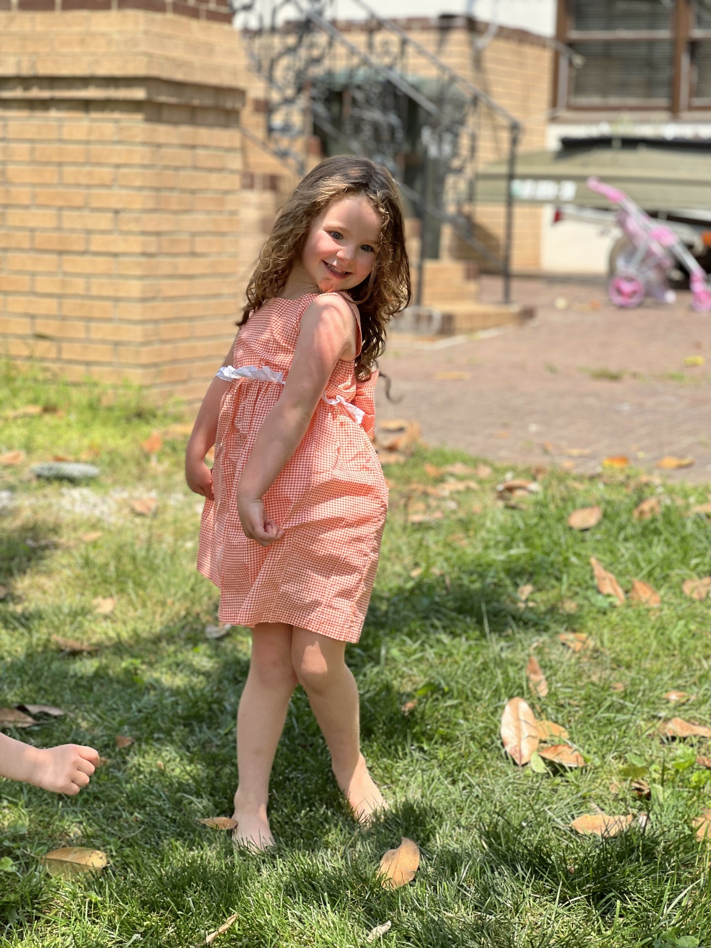 Sweet as Peach Gingham Dress
