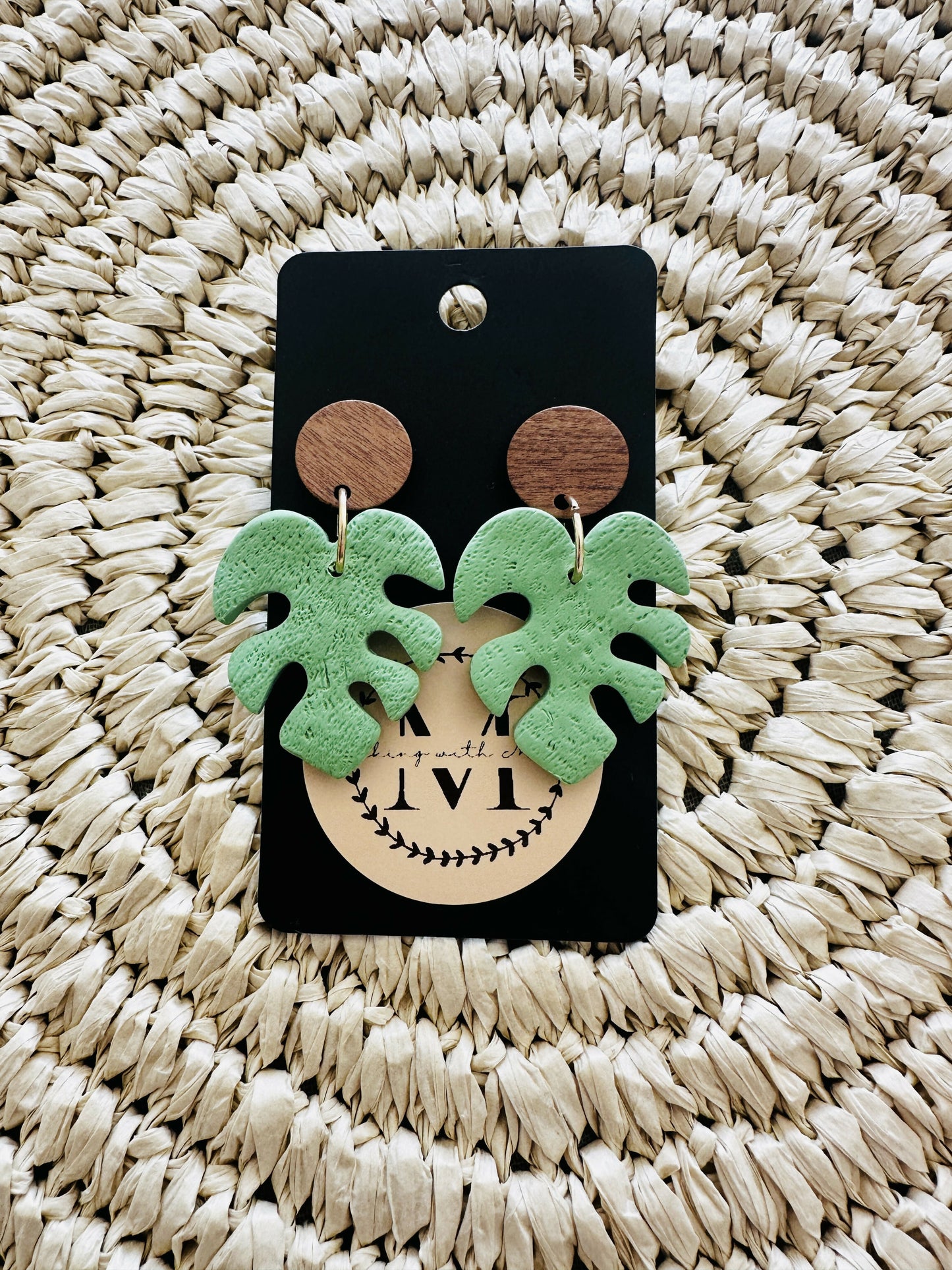 Monstera Leaf Dangle Polymer Clay Earrings