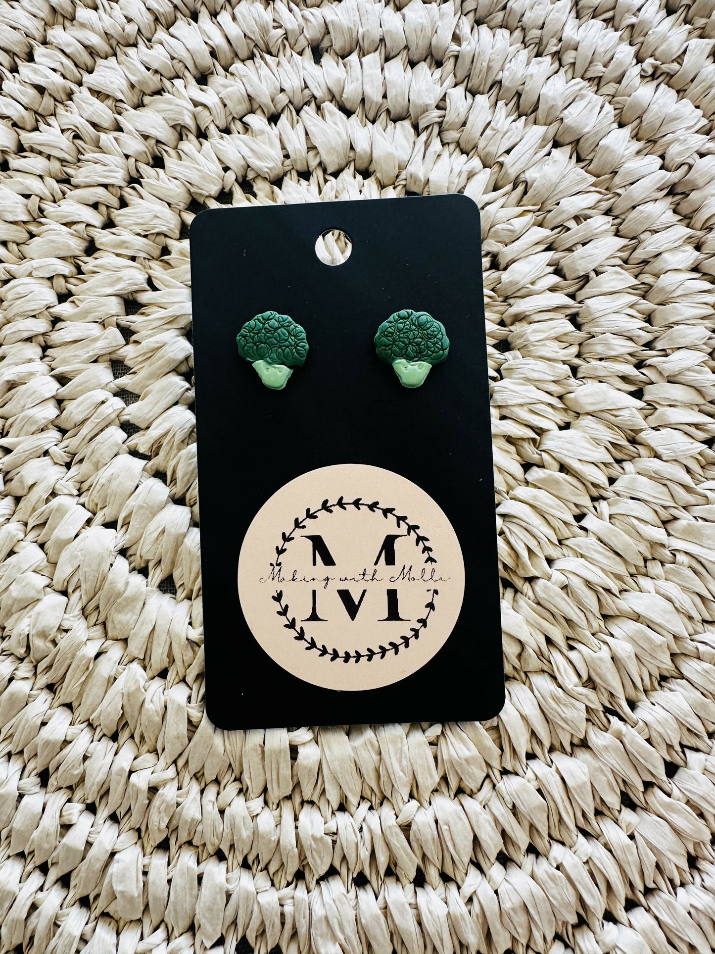 Broccoli Polymer Clay Earrings