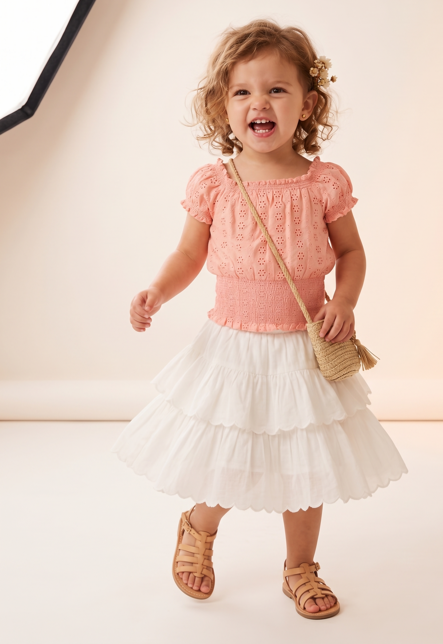 The Coral Sunrise Eyelet Top