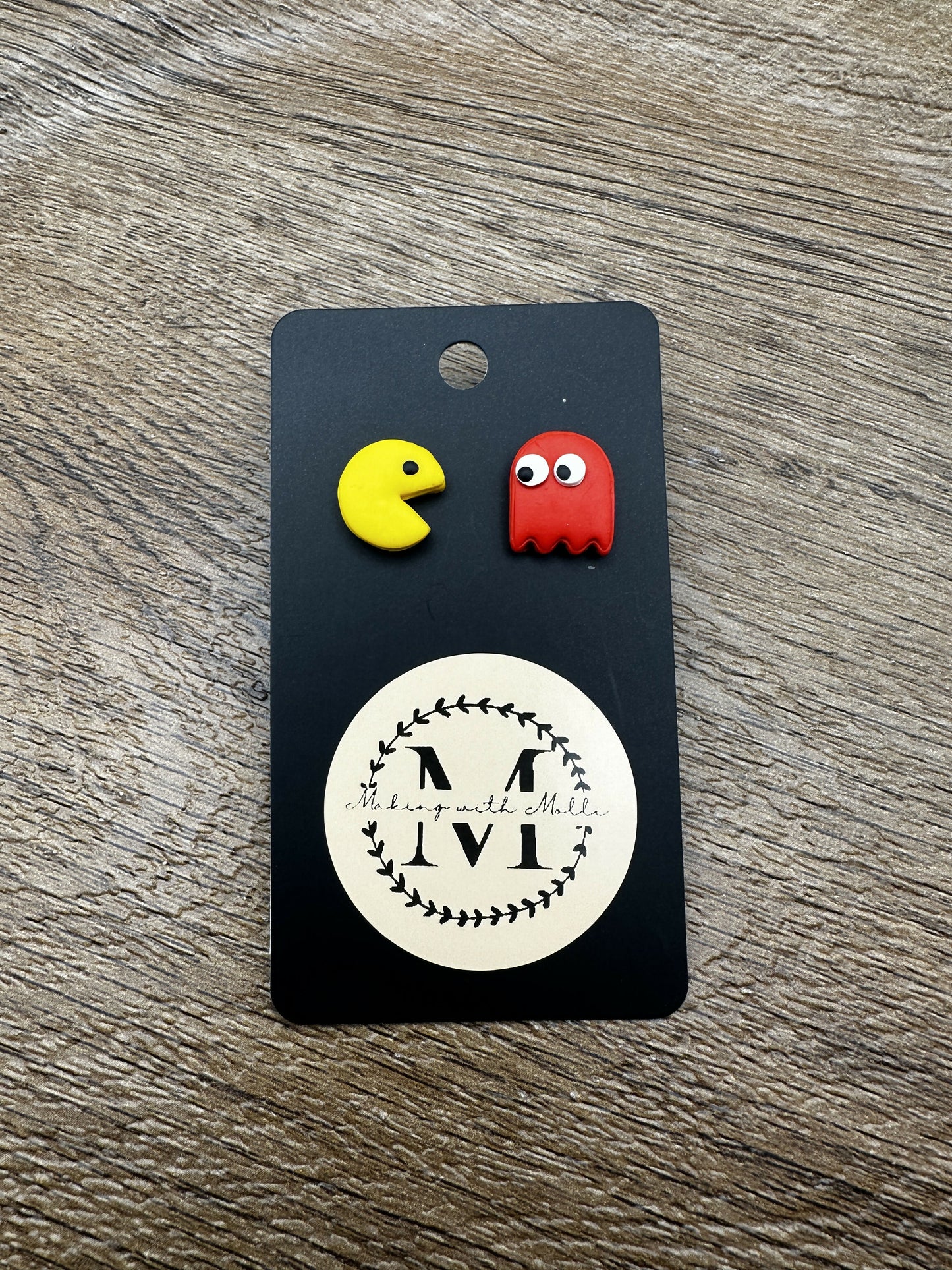 Pac Man Polymer Clay Earring Set