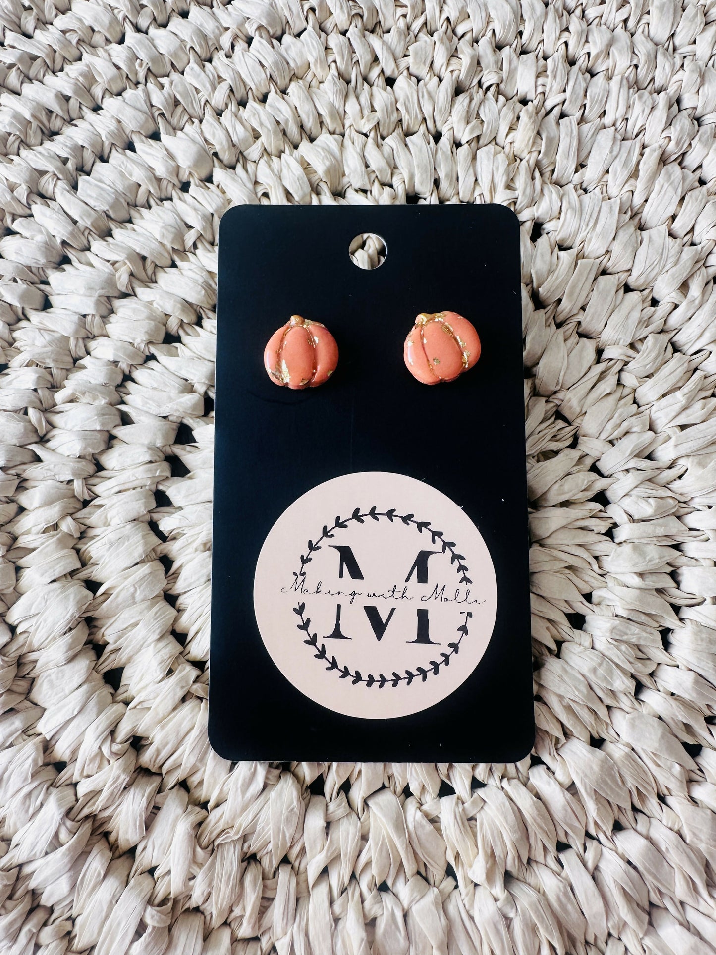 Small Orange and Gold Pumpkin Studs