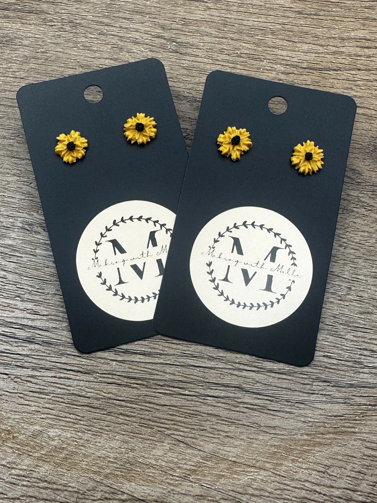 Mini Sunflower Stud Polymer Clay Earrings