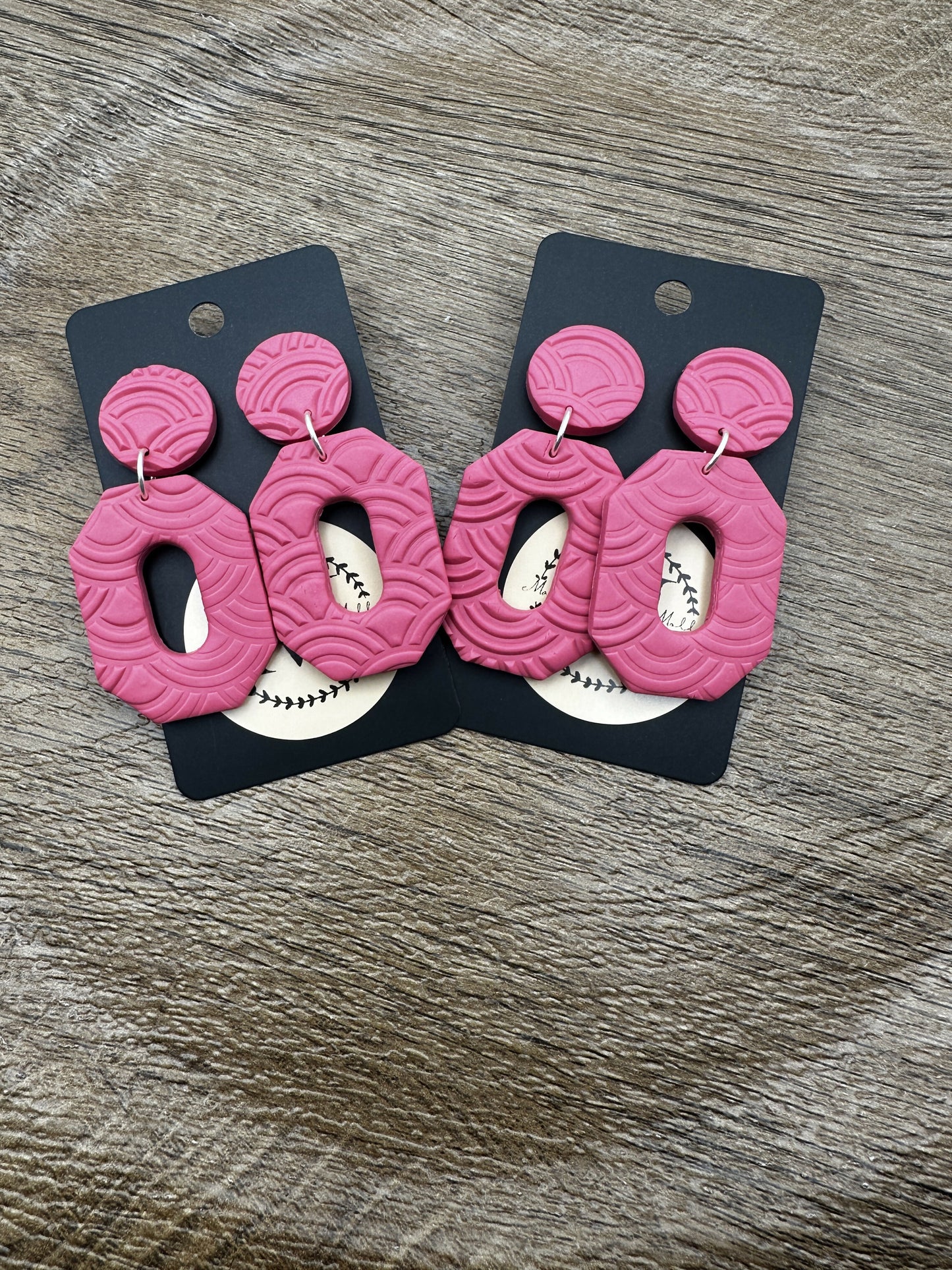 Pink Octagon Polymer Clay Earrings