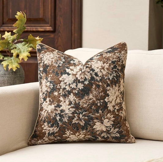 Neutral Floral Throw Pillow
