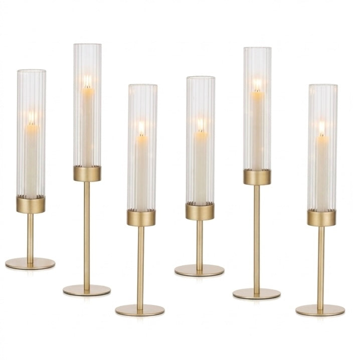 Gold Hurricane Candle Holders
