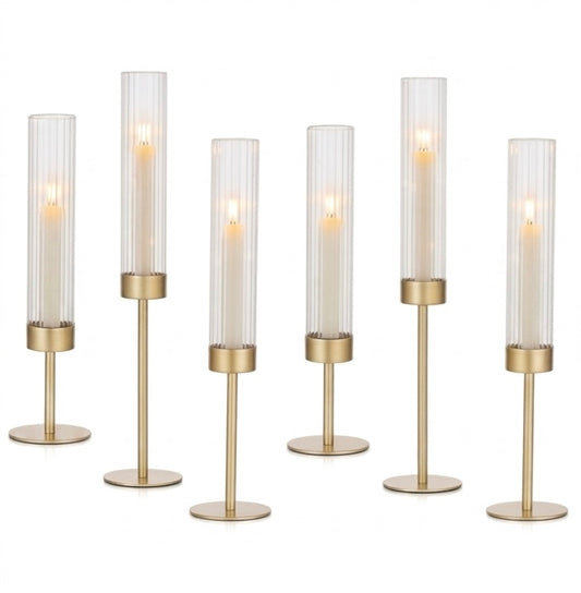 Gold Hurricane Candle Holders